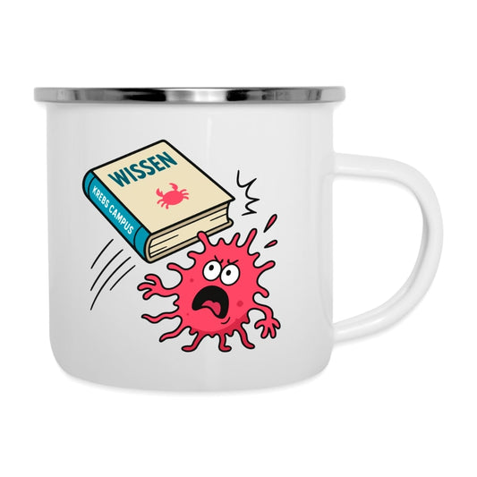 Tasse "Wissen schlägt Krebs" Emaille
